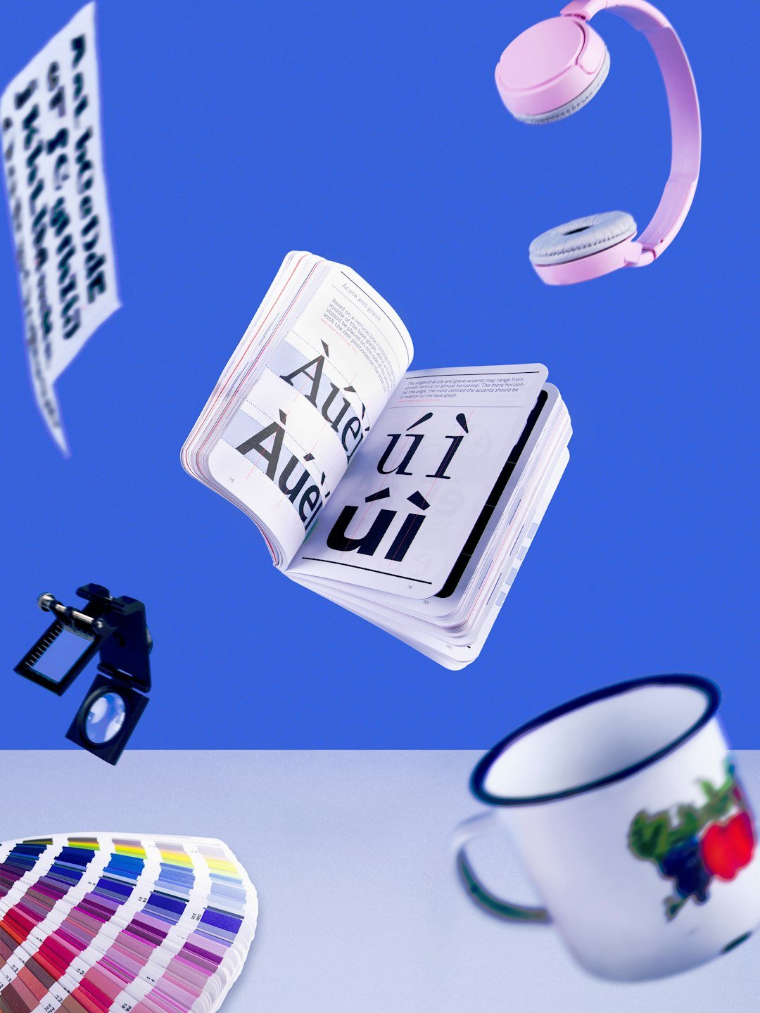 contact-hero Levitating typography designer workspace
